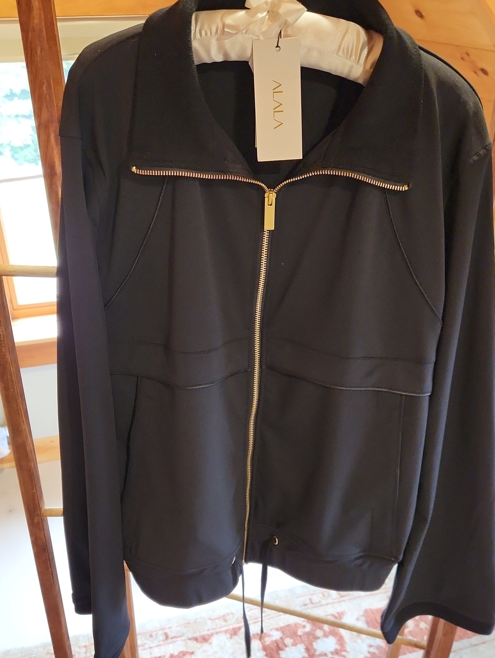 Alala Black Bomber Jacket with Gold Zipper